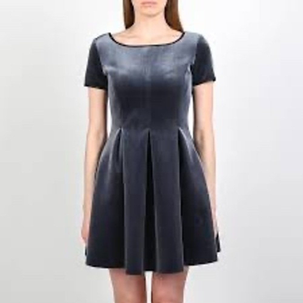 Maje Grey Velvet Fit and Flare Mini Dress Size 3